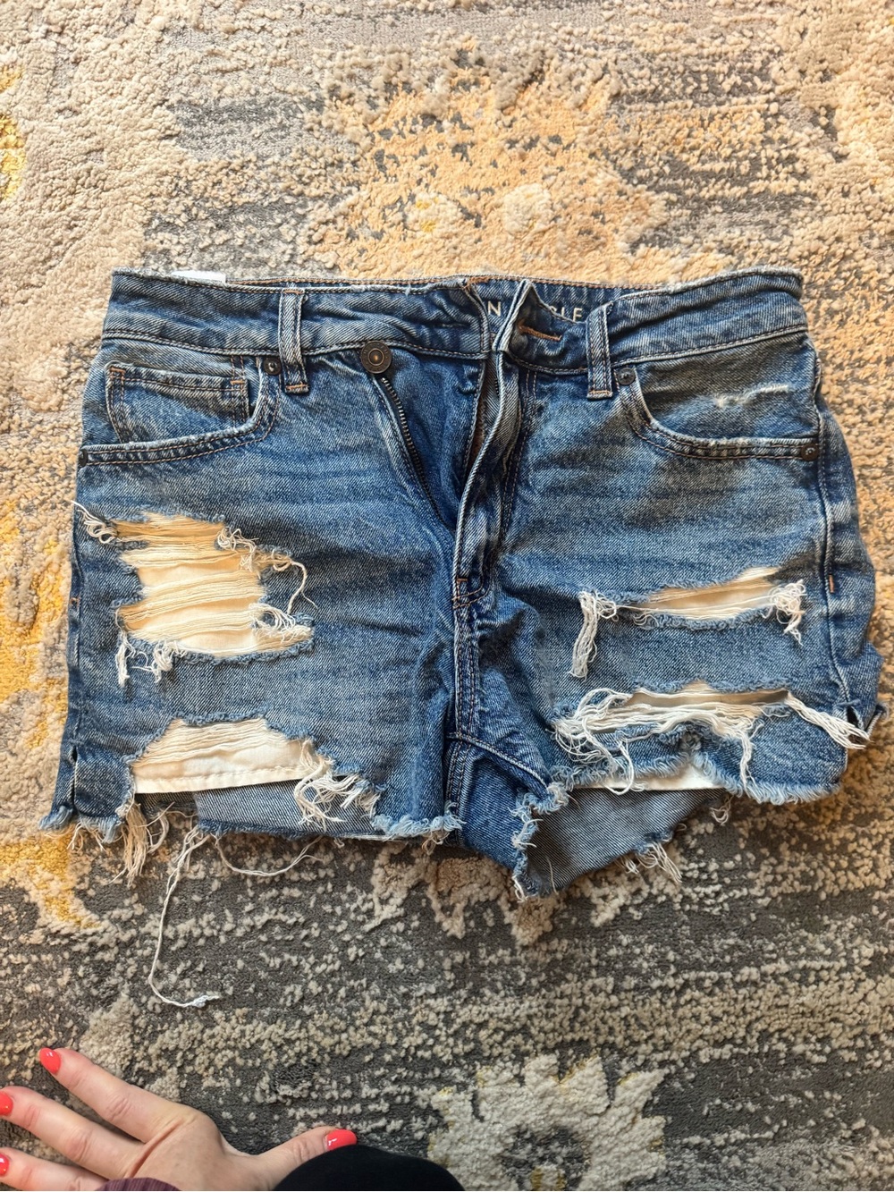 American Eagle Outfitters Distressed Denim Jean Shorts - Blue